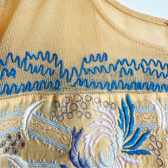 Free People Love Letter Tangerine Orange Size Small Boho Embroidered Linen - Picture 6 of 11